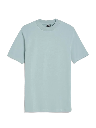 تی شرت مردانه یقه دار آبی اورجینال برشکا Bershka بوفه